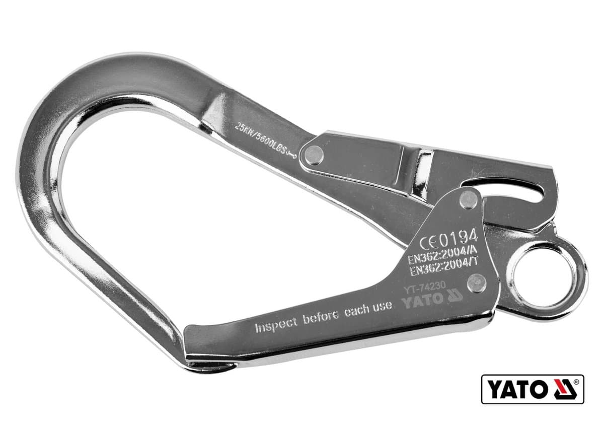 Карабін сталевий, автозамикний YATO з розводом- 54 мм, l= 220 мм [30]