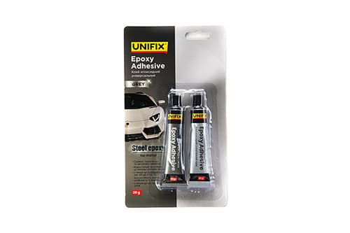 Клей епоксидний двокомпонентний для металу тюбик (сірий) 20г UNIFIX