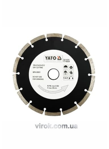 Диск алмазний сегмент YATO : "SEGMENT" Ø= 180x8,0x22,2 мм. H= 2,5 мм [15/60]