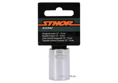 Головка торцева 6-гранна STHOR : квадрат- 1/2", М19, з вуглецевої сталі [Блістер] [10/200]