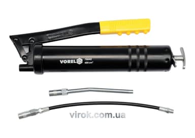 Шприц мастильний VOREL, V= 400 см³, 41-69 MPa з гнучкою і жорсткою трубками [5/10]