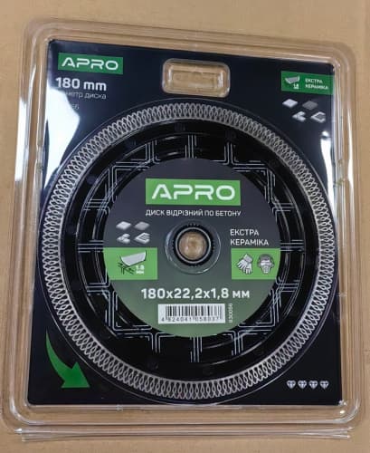 Диск відрізний по бетону Кераміка Екстра 180х1.8х22.22 мм 22-24% APRO