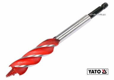 Свердло по дереву YATO : Ø= 16 мм, L= 165 мм, HRC 40-45 з 4 пругами, HEX- 1/4" [100]