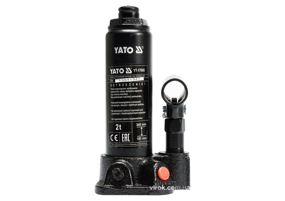 Домкрат гідравлічний стовбцевий YATO : 2 т, H= 181 - 345 мм [6]