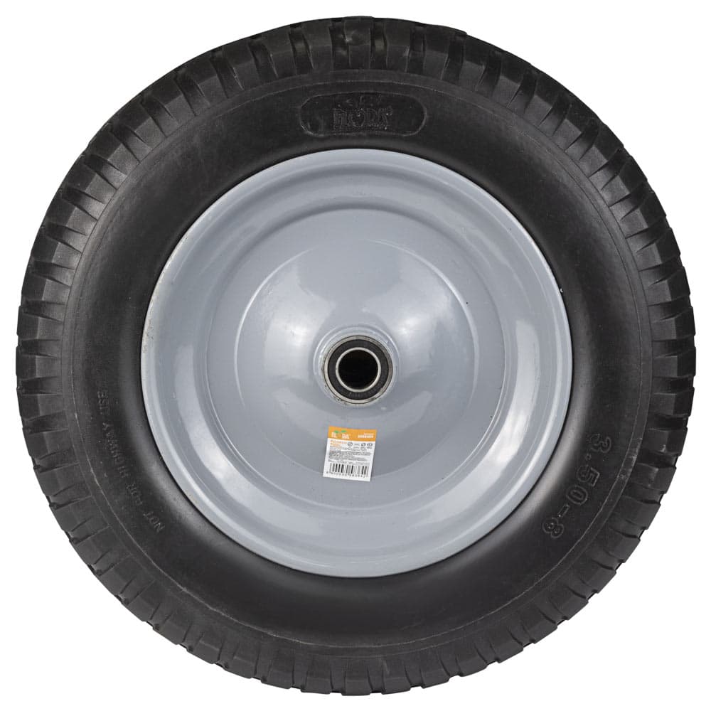 Колесо для тачки безкамерне поліуретанове 14" (3.50-8) 370×80мм вісь Ø16мм довжина 90мм FLORA (5058364)