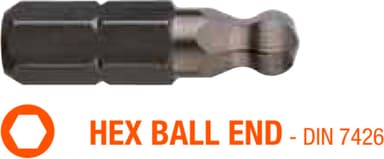 Насадка викруткова USH Industry з кулястим наконечником: HEX SW2.5K x 25 мм, Уп. 5 шт.