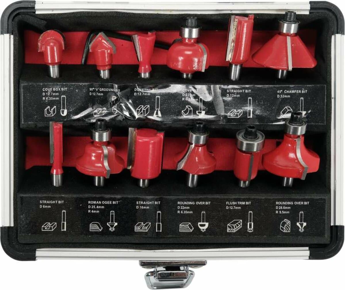 Фрези по дереву YATO зі шпинделем Ø= 6 мм, Ø= 6-32 мм, 12 шт [20]