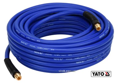 Шланг пневматичний гібридний (ПВХ+БНК) YATO: Ø6.5мм x20м, Ø=1/4", тиск ≤ 2 MPa, різьбов. з'єдн. [5]