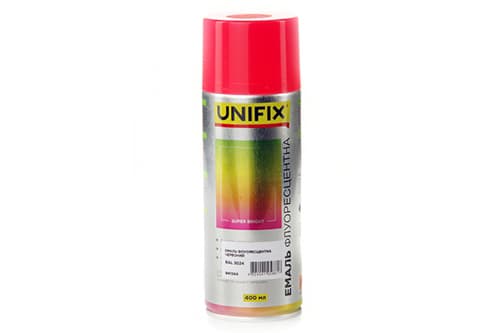 Емаль акрилова флуоресцентна RAL 3024 Червоний 400мл UNIFIX