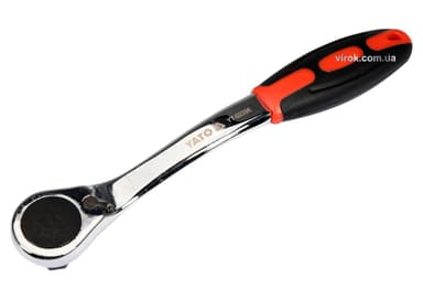 Тріщатка з шестигранником, вигнута YATO: HEX14, HRC 42-48, 72T, Cr-V, з прогумованою ручкою (DW)