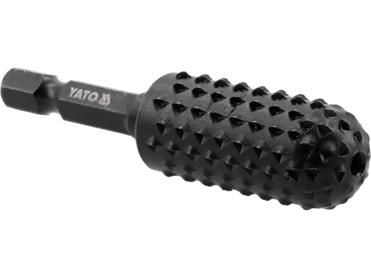 Фреза рашпільна циліндрична по дереву YATO Ø= 16 мм, l= 65 мм, 6-гран. шпиндель 1/4" з вуглец сталі