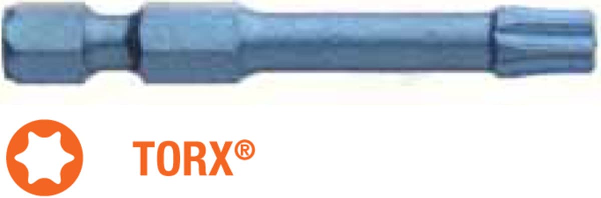 Насадка викруткова ударна USH Blue Shock : TORX T25 x 50 мм Torsion подовжена, Уп. 5 шт.