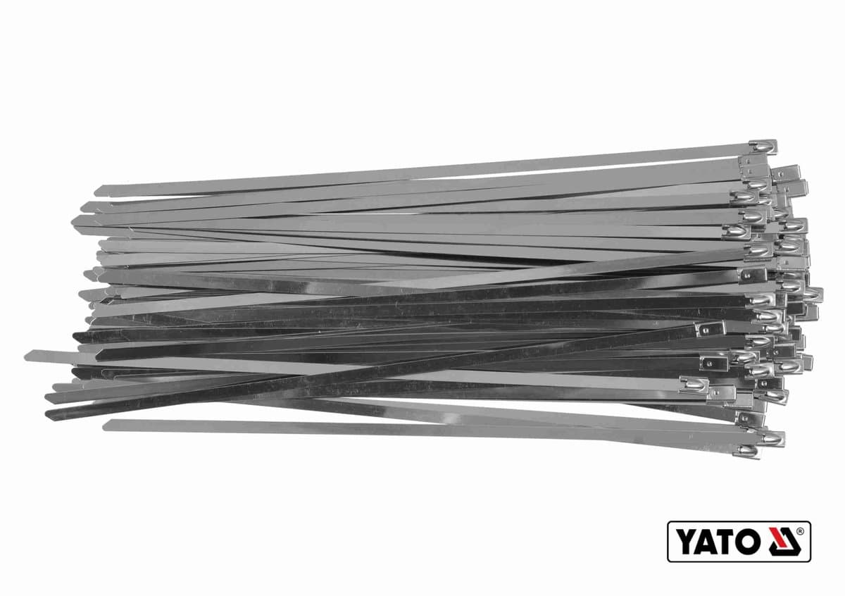Хомут затискний YATO : смужка- 4.6 х 250 мм з нержавіючої сталі, пак. 100 шт [50]