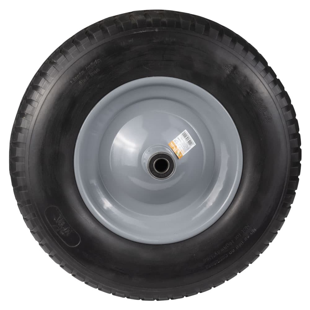 Колесо для тачки безкамерне поліуретанове 15" (4.00-8) 387×92мм вісь Ø16мм довжина 103мм FLORA (5058444)