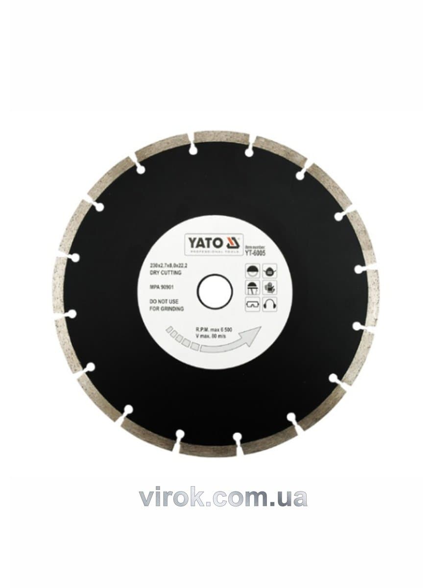 Диск алмазний сегмент YATO : "SEGMENT" Ø= 230x8,0x22,2 мм. H= 2,7 мм [10/40]