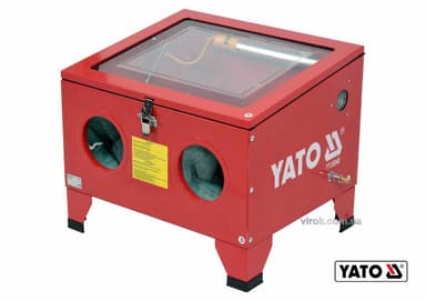 Піскоструйна камера YATO : 90 л, 4 форсунки, 0.27-0.82 МПа, спож.пов. 424-707 л/хв, 59х49х49 см [1]