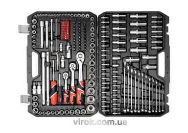 Набір головок торцевих YATO : квадрат 1/2", 3/8", 1/4" з інструментами, насадками. 216 шт.[2/42]