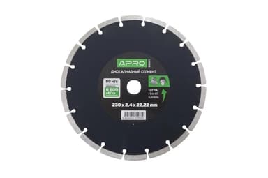 Диск відрізний до бетону 230х2,4х22,22мм (22-24%) сегмент APRO
