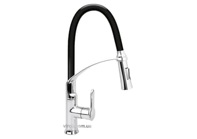 Змішувач води FALA "FLEXIBLE-2" для раковини з гнучкою чорною лійкою, регулюв. потоку води, l=60 см