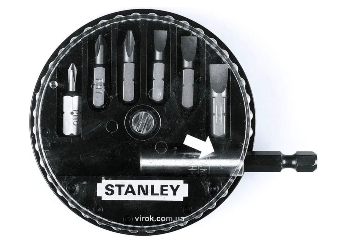 Набір насадок викруткових STANLEY : (SL4,5-5,5-6,5-PH0-1-2) магнітний тримач 1/4". 7 Шт. DW