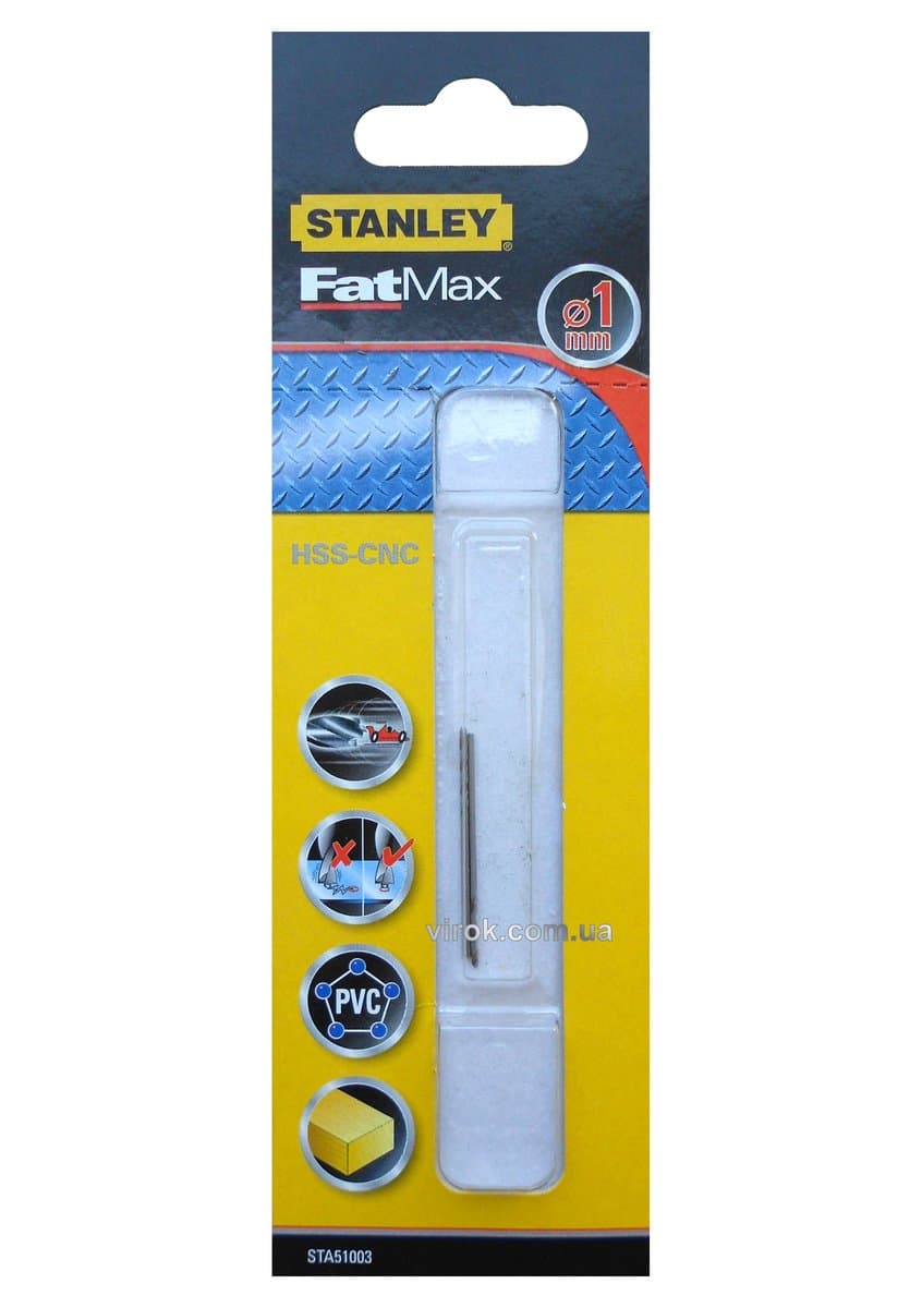 Свердло універсальне швидкісне STANLEY : Ø= 1 мм. (метал/дерево/пластик)