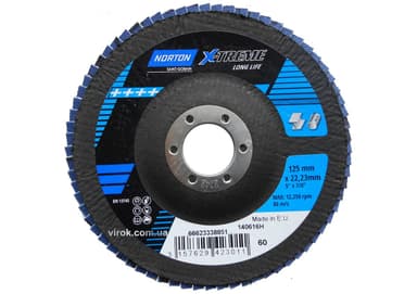 Круг пелюстковий шліфувальний NORTON VULCAN" X-TREME(метал+нерж.); Ø= 125/22 мм, Р 60