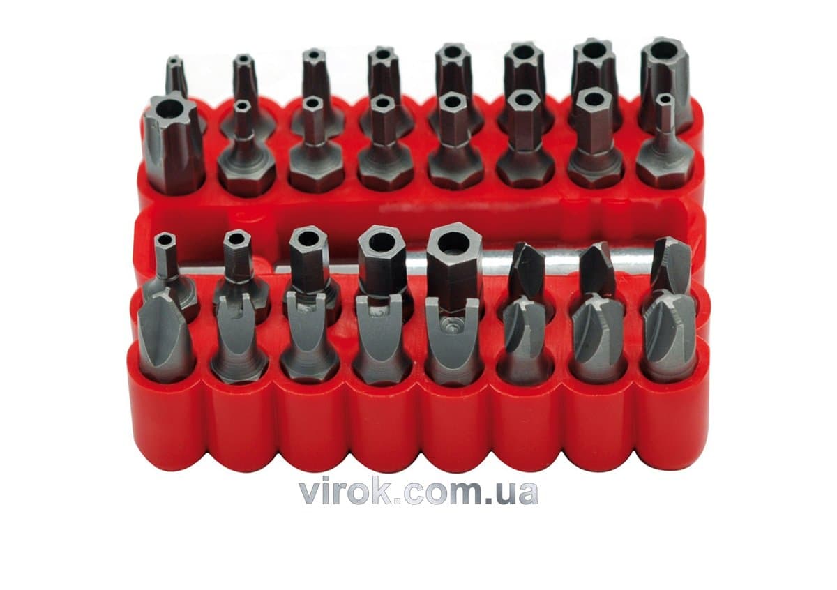 Насадки викруткові (біта) VOREL Cr-V, з квадр. 1/4" Набір 33 шт, [12/60]
