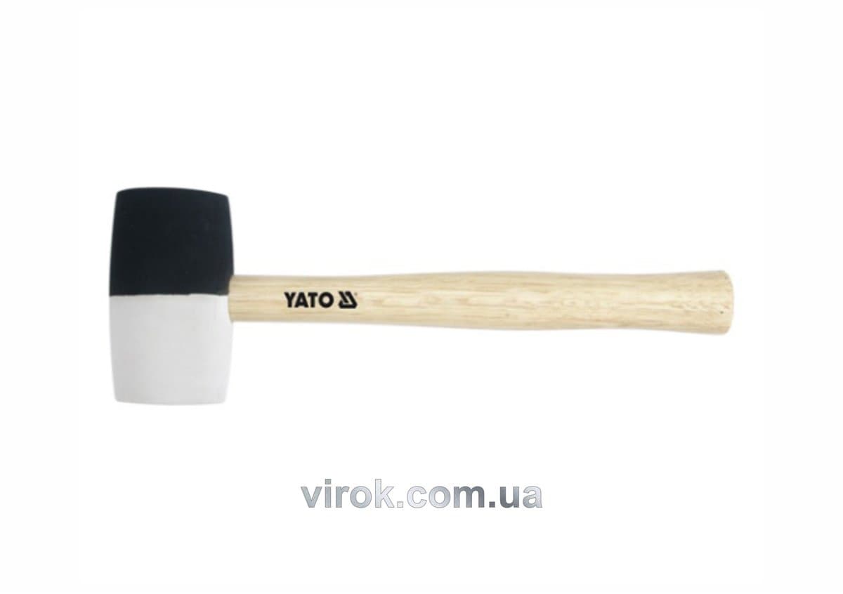 Молоток гумовий YATO 2-шаровий Ø= 50 мм з дерев. ручкою, m= 370 г, l= 300 мм [6/36]