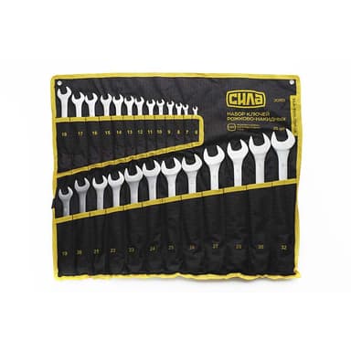 СИЛА Набір ключів ріжково-накидних в чохлі CrV 25 шт. (6-28,30,32 мм)
