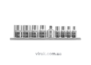 Набір головок YATO : TORX Е5-Е16, квадрат 1/4" торцеві з перехідником M=3/8", 9 шт. [10/40]