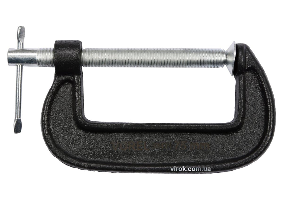 Струбцина з гвинтовим затиском "G" подібна VOREL; l= 75 мм [50]