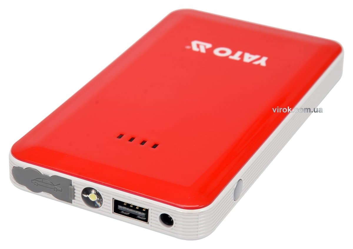 Пускова батарея Li-Pol YATO ємність 7.5 Агод, 200/400 А, живлення через USB: 5В, 2А [20]