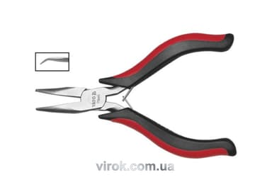 Тонкогубці-міні загнуті нікельовані YATO : L= 115 мм [6/120]