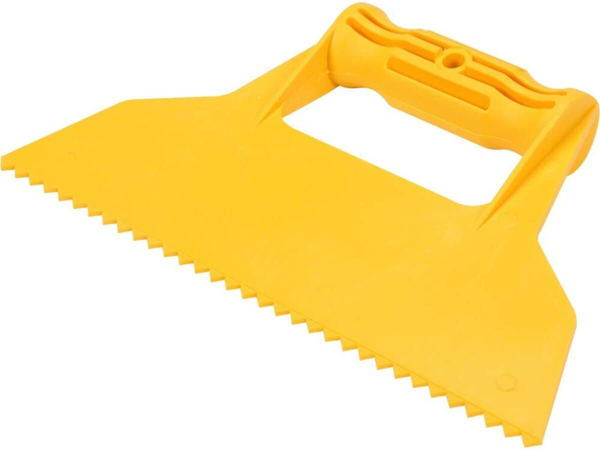 Шпатель для сумішей і клеїв VOREL : L= 225 мм пластиковий, з 3-кутними зубами- 7х7 мм(DW)