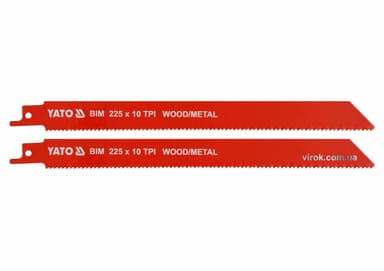 Полотна по дереву і металу, бі-металеві, до шаблевої пили YATO: l=225мм, h=1мм, 10 зубів/1" 2 шт[50]