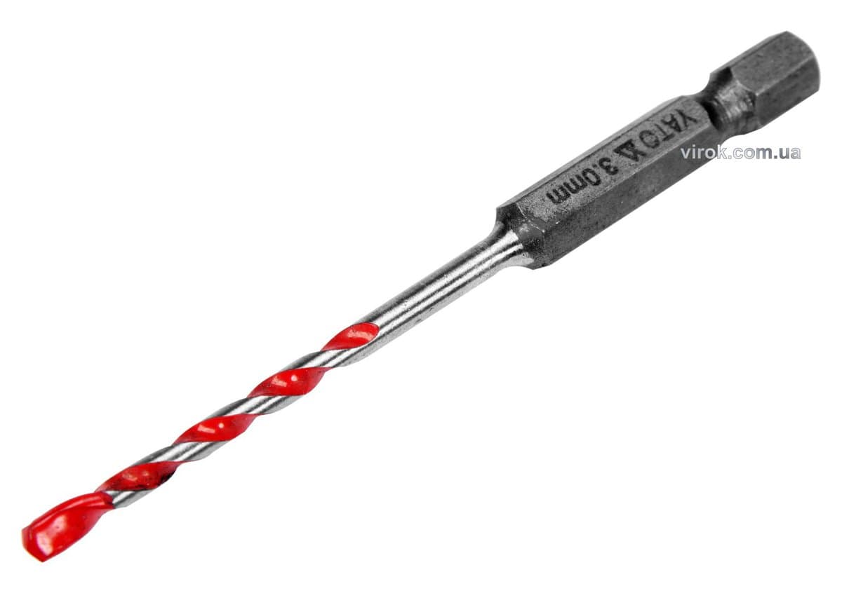 Свердло універсальне YATO: YG6X, Ø= 3 мм, l= 85/30 мм, HEX-1/4" [125]