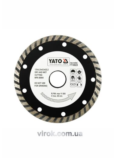 Диск алмазний турбо YATO : "TURBO" Ø= 125x8,0x22,2 мм. H= 2,6 мм [20/160]