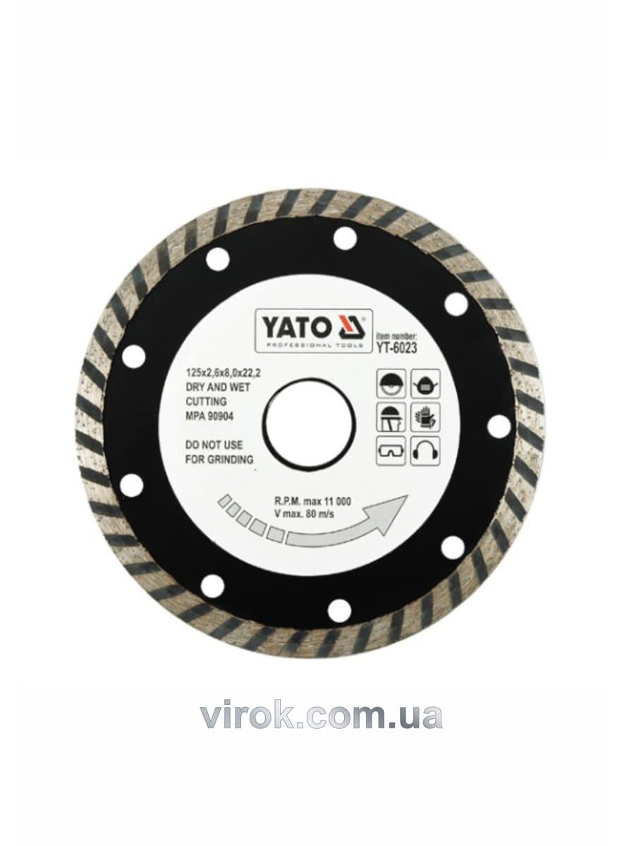 Диск алмазний турбо YATO : "TURBO" Ø= 125x8,0x22,2 мм. H= 2,6 мм [20/160]