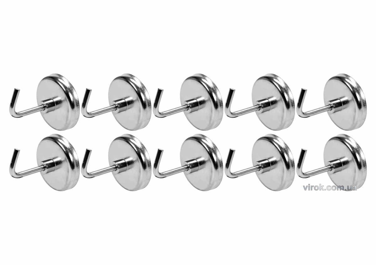 Гачки магнітні YATO з основою Ø= 35 мм, стержні l= 30 мм, 10 шт. [12/48]