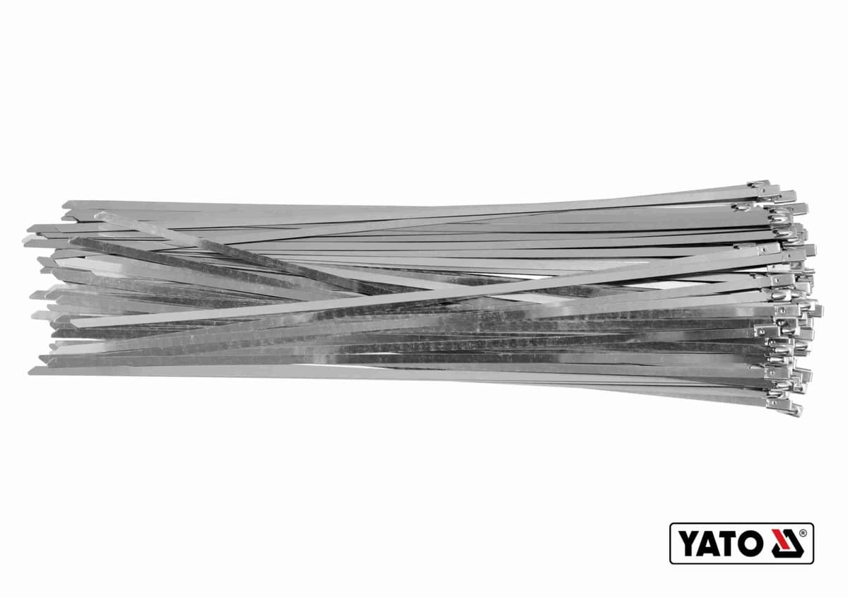 Хомут затискний YATO : смужка- 4.6 х 400 мм з нержавіючої сталі, пак. 100 шт [50]