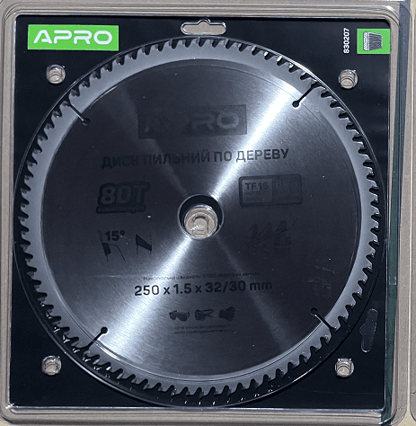 Диск пильний по дереву 250х32(30)х80Т APRO