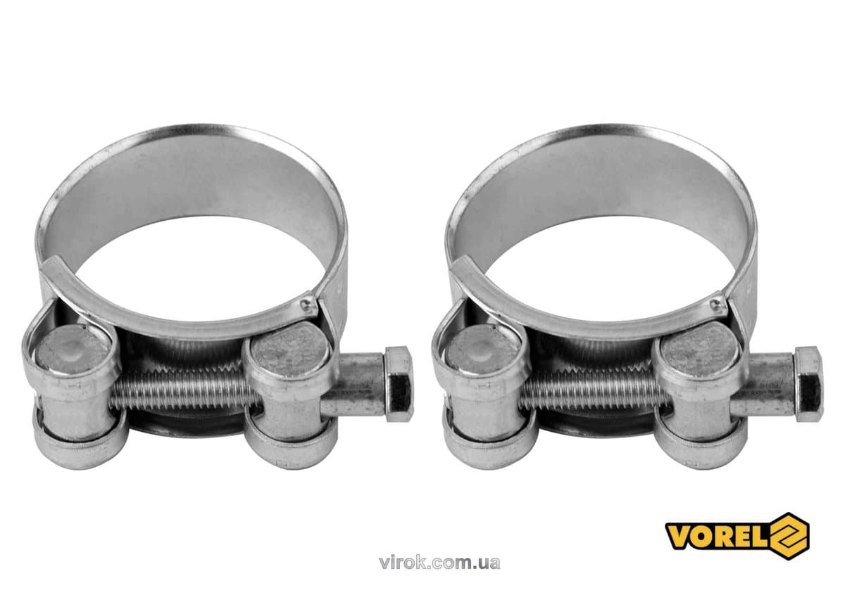 Хомут сталевий, з гвинтовим затискачем GBS W1 VOREL : Ø= 38-41/ 20 мм, оцинкований, 2 шт. [100]
