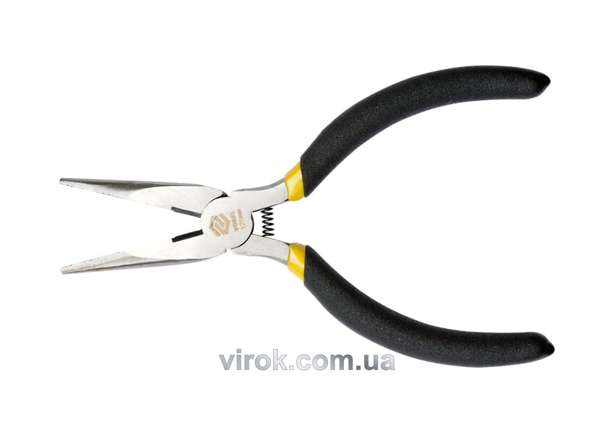 Щипці плоскі міні з ізольованими ручками VOREL, l= 125 мм [12/120]