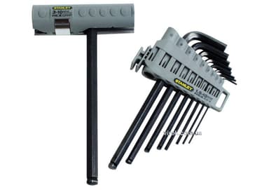 Ключі 6-гранні L-подібні STANLEY "Hex grip" з вставним руків'ям : М 1,5-10 мм. Набір 9 Шт.