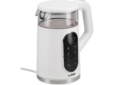 Електрочайник з термостатом з PP і боросилік скла, білий LUND 1,7 л, 2200 Вт, живл від мережі 230 В