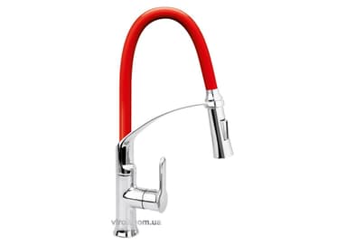 Змішувач води FALA "FLEXIBLE-2"для раковини з гнучкою червоною лійкою,регулюв.потоку води,l=60см(DW)