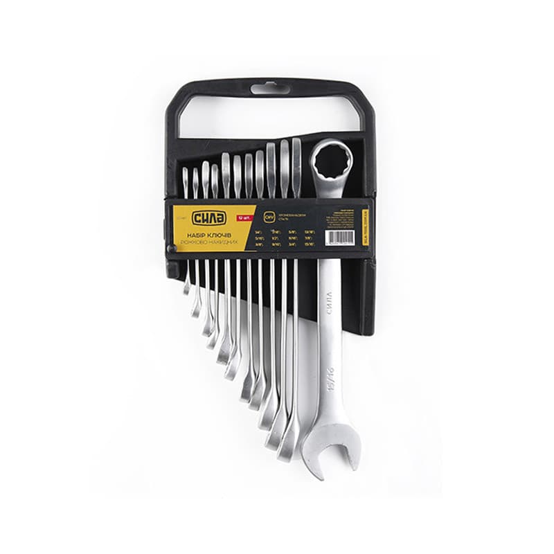 СИЛА Набір ключів ріжково-накидних дюймових CrV 12 шт. (1/4''-15/16'')