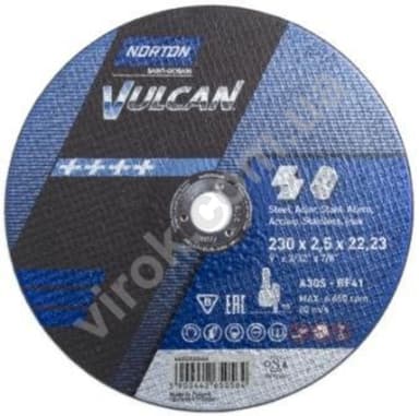 Диск відрізний по металу і нержав. сталі тм "NORTON VULCAN"; Ø= 230х22,2 мм, t= 2.5 мм