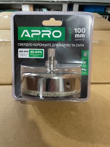 Свердло трубчате с алмазним напиленням для скла і кахлю 100мм APRO