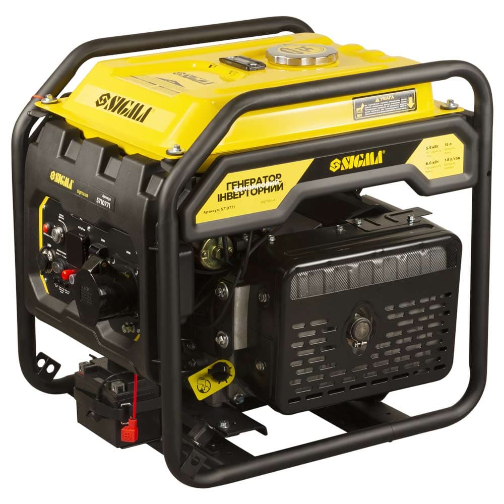 Генератор інверторний бензиновий 220В 5.5/6.0кВт 15л 4-х тактний з виведенням під АВР SIGMA (5710771)